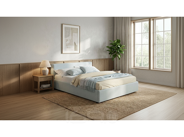 Кровать Skandi велюр мята пастель С П/М 1600x2000, ортопедическое основание, изголовье мягкое