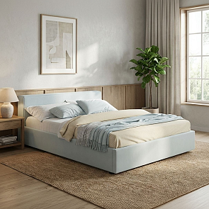 Кровать Skandi велюр мята пастель С П/М 1600x2000, ортопедическое основание, изголовье мягкое