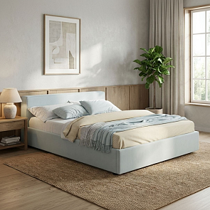 Кровать Skandi велюр мята пастель С П/М 1600x2000, ортопедическое основание, изголовье мягкое