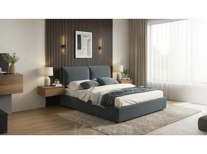 Кровать Vita велюр маренго без П/М 1600x2000, ортопедическое основание, изголовье мягкое