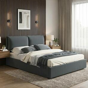 Кровать Vita велюр маренго без П/М 1600x2000, ортопедическое основание, изголовье мягкое