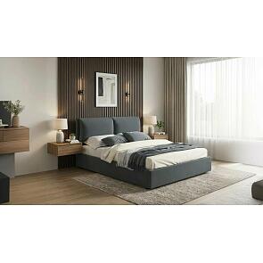 Кровать Vita велюр маренго с подъемным механизмом 1600x2000, ортопедическое основание, изголовье мягкое