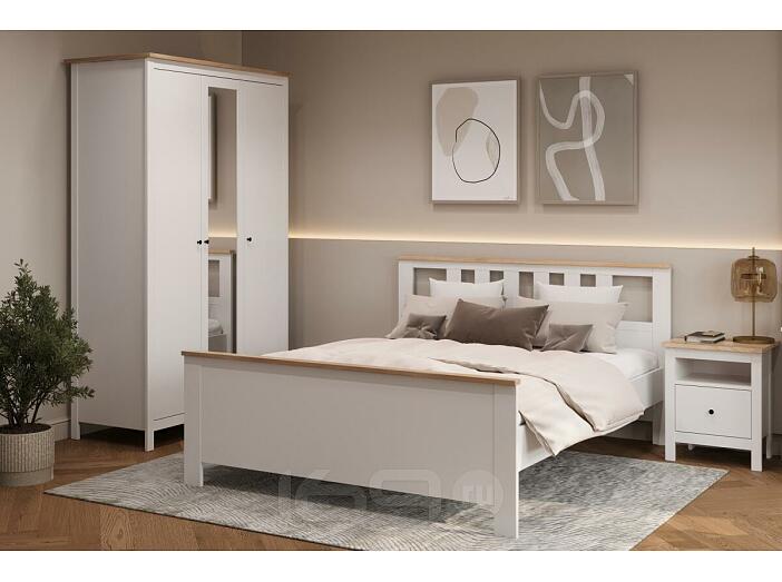 Кровать Сага без обивки белый, ясень без П/М 1400x2000, ортопедическое основание, изголовье жесткое