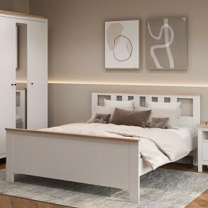 Кровать Сага без обивки белый, ясень без П/М 1400x2000, ортопедическое основание, изголовье жесткое