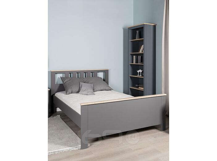 Кровать Сага без обивки серый, ясень без П/М 1400x2000, ортопедическое основание, изголовье жесткое