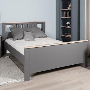 Кровать Сага без обивки серый, ясень без П/М 1400x2000, ортопедическое основание, изголовье жесткое