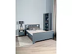 Кровать Сага без обивки темно-бирюзовый, ясень без П/М 140x200, изголовье жесткое