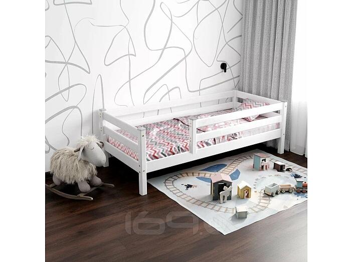 Кровать Софи без обивки белый полупрозрачный лак без подъёмного механизма 800x1900, изголовье жесткое