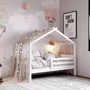 Кровать Алиса без обивки белый без подъёмного механизма 800x1600, изголовье жесткое