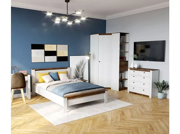 Кровать Даллас без обивки дуб винтерберг, таксония 1200x2000, изголовье жесткое