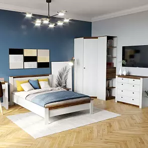 Кровать Даллас без обивки дуб винтерберг, таксония 1200x2000, изголовье жесткое