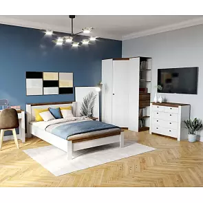 Кровать Даллас без обивки дуб винтерберг, таксония 1200x2000, изголовье жесткое