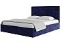Кровать Соната велюр индиго 1400x2000, изголовье мягкое