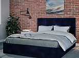Кровать Соната велюр индиго 1400x2000, изголовье мягкое