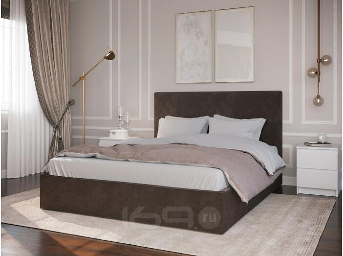 Кровать Соната велюр шоколадный 1400x2000, изголовье мягкое