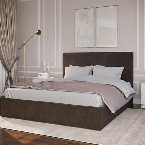 Кровать Соната велюр шоколадный без подъёмного механизма 1400x2000, без ортопедического основания, изголовье мягкое