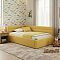 Кровать Aura велюр желтый с подъемным механизмом 900x2000, ортопедическое основание, изголовье мягкое