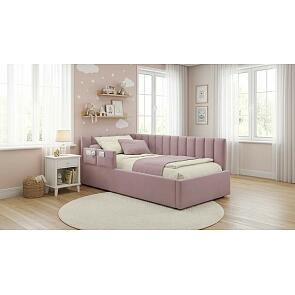 Кровать Milena велюр лиловый без подъёмного механизма 900x2000, ортопедическое основание, изголовье мягкое