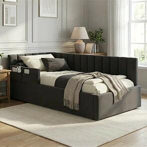 Кровать Milena велюр шоколад без подъёмного механизма 900x2000, ортопедическое основание, изголовье мягкое