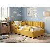 Кровать Milena велюр желтый без подъёмного механизма 900x2000, ортопедическое основание, изголовье мягкое