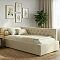 Кровать Afelia велюр бежевый без подъёмного механизма 900x2000, изголовье мягкое