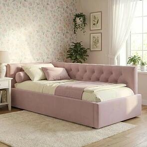 Кровать Afelia велюр лиловый без подъёмного механизма 900x2000, изголовье мягкое