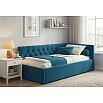 Кровать Afelia велюр синий без подъёмного механизма 900x2000, изголовье мягкое
