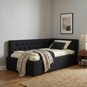 Кровать Afelia велюр темный без подъёмного механизма 900x2000, изголовье мягкое