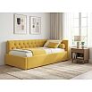 Кровать Afelia велюр желтый без подъёмного механизма 900x2000, изголовье мягкое