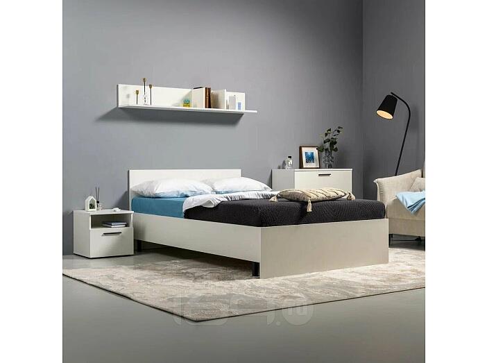 Кровать Эйр без обивки белая шагрень/белая шагрень без подъёмного механизма 1200x2000, ортопедическое основание, изголовье жесткое