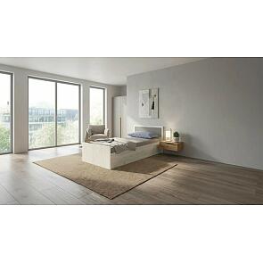 Кровать Фиеста без обивки графит/дуб крафт белый без подъёмного механизма 900x2000, без ортопедического основания, изголовье жесткое