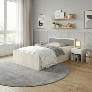 Кровать Фиеста без обивки графит/дуб крафт белый без П/М 1200x2000, изголовье жесткое