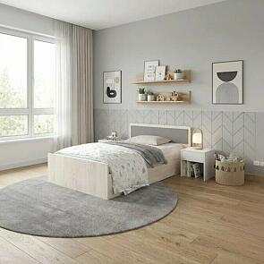 Кровать Фиеста без обивки графит/дуб крафт белый без П/М 1200x2000, изголовье жесткое