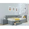 Кровать Afelia велюр серый без подъёмного механизма 900x2000, изголовье мягкое