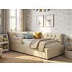 Кровать Afelia велюр бежевый без подъёмного механизма 900x2000, изголовье мягкое
