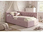 Кровать Afelia велюр лиловый без П/М 900x2000, изголовье мягкое