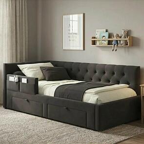 Кровать Afelia велюр шоколад без подъёмного механизма 900x2000, изголовье мягкое