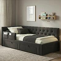 Кровать Afelia велюр шоколад без подъёмного механизма 900x2000, изголовье мягкое