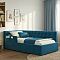 Кровать Afelia велюр синий без подъёмного механизма 900x2000, изголовье мягкое
