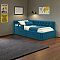 Кровать Afelia велюр синий без подъёмного механизма 900x2000, изголовье мягкое
