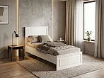 Кровать Манхэттен без обивки белый аляска, айс 06 без П/М 900x2000, без ортопедического основания, изголовье жесткое