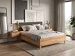 Кровать Марвэл без обивки дуб крафт, браш графит без П/М 140x200, щит-основание, изголовье жесткое