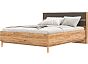 Кровать Марвэл без обивки дуб крафт, браш графит без П/М 160x200, щит-основание, изголовье жесткое