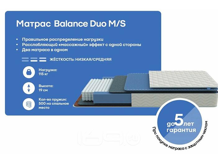 Матрас пружинный Original Balance Duo M/S нагрузка до 115 кг 900x2000