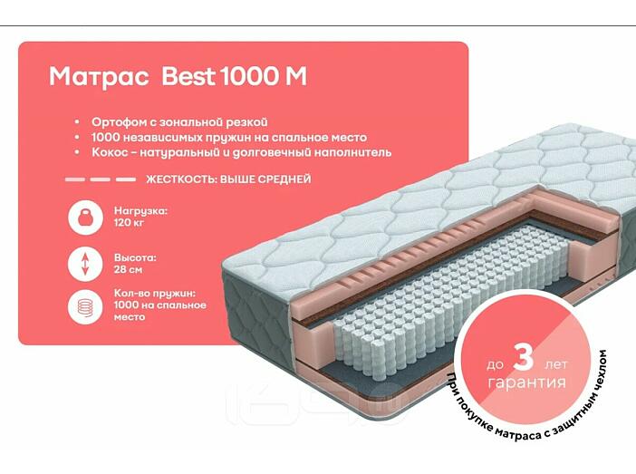 Матрас пружинный ECO Best 1000 M нагрузка до 120 кг 1200x2000