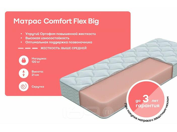 Матрас беспружинный ECO Comfort Flex Big нагрузка до 120 кг 1600x2000