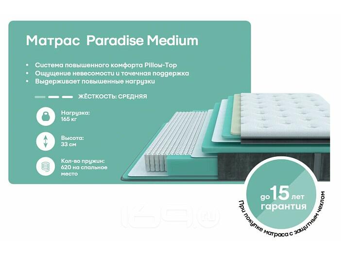 Матрас пружинный Prestige Paradise Medium нагрузка до 165 кг 1200x2000