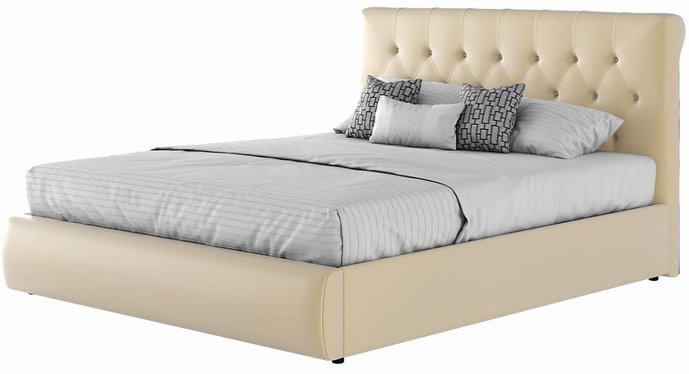Мягкая интерьерная кровать Амели 1400, БП/М, экокожа, Бежевый мягкая интерьерная кровать амели 1600 бп м экокожа капучино
