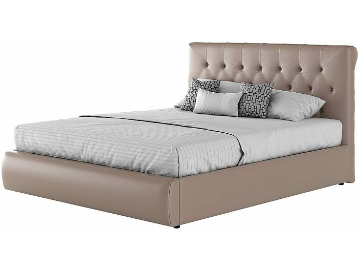 Мягкая интерьерная кровать "Амели" 1400, БП/М, экокожа, Капучино