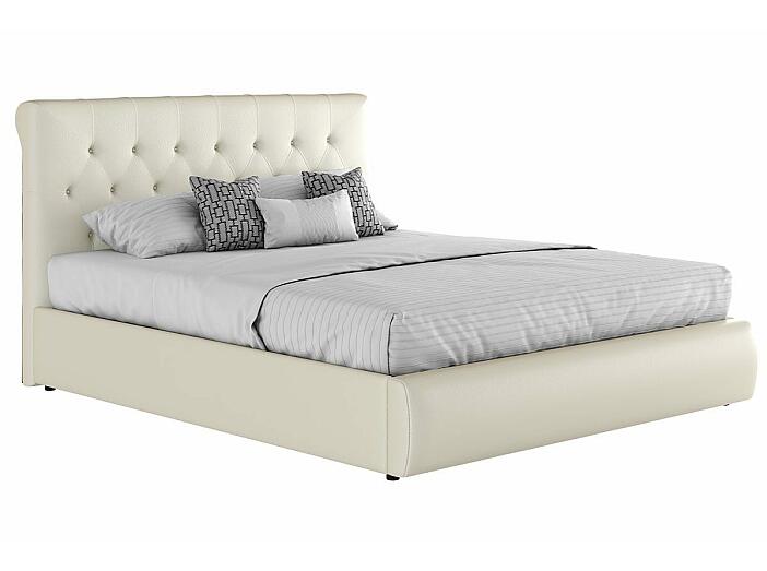 Мягкая интерьерная кровать "Амели" 1600, БП/М, экокожа, Белый